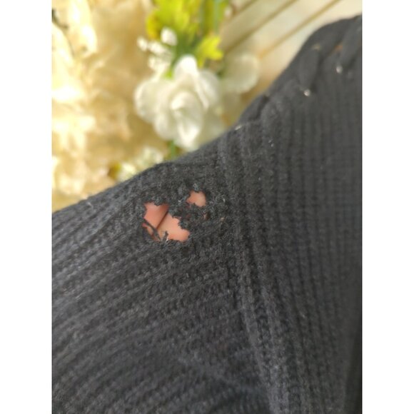 Neiman Marcus Women Black Cashmere Long Slv Slipover Sweater Side Laceup  READ - Picture 5 of 8